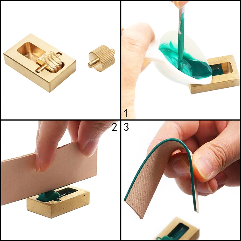 LMDZ Brass Edge Oil Box With Two Rollers Mini Side Oil Hopper Box Dye Box Bucket DIY Leather Craft Tool Mini-leather Processor