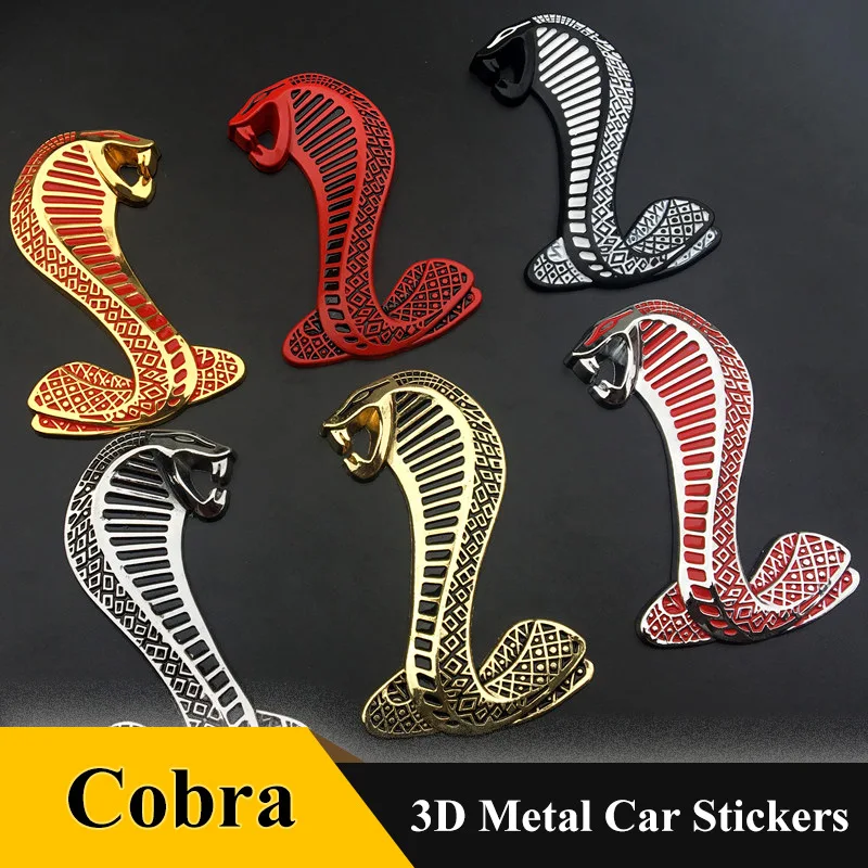 

1pcs Metal Snake Cobra logo car emblem Fender Rear Trunk sticker Badge Decals For Ford Mustang Shelby GT Auto Accessories