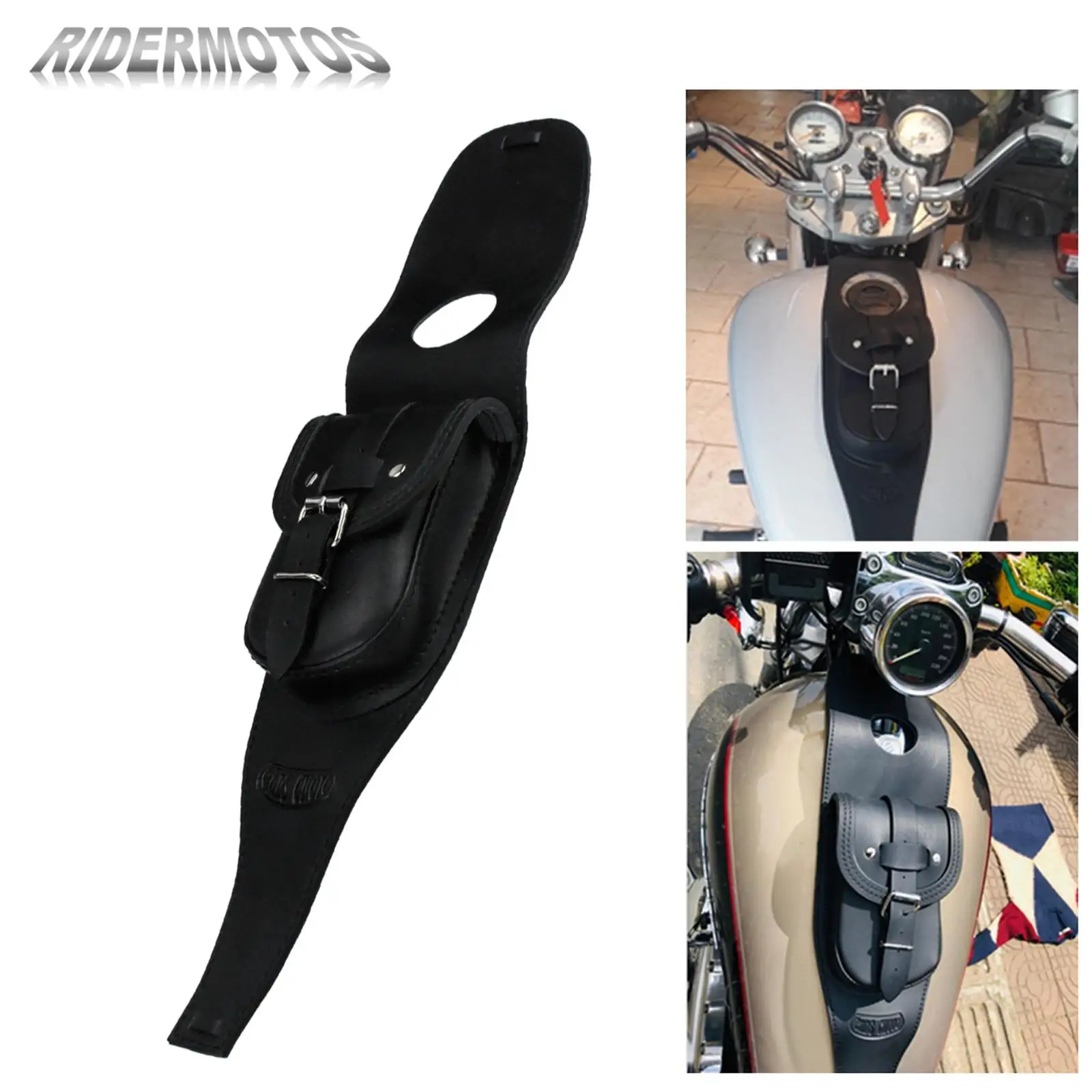 

Motorcycle Universal Gas Tank Dash Console Center Pouch Bag PU Leather Black For Harley Sportster XL 48 883 1200