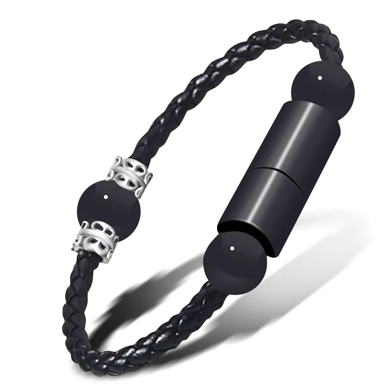 Leather black Браслет USB Кабель Apple type C mi cro USB кабель для iPhone 6 7 8 Plus X xiaomi mi 10 samsung S9 S8 mi ni кожа Android зарядное устройство - Тип штекера: Leather black