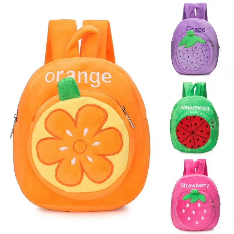 2020 new cute Soft Baby Girl boy Strawberry Fruits Backpack Cartoon Plush Book School Bag for Kids Toddlers Gifts