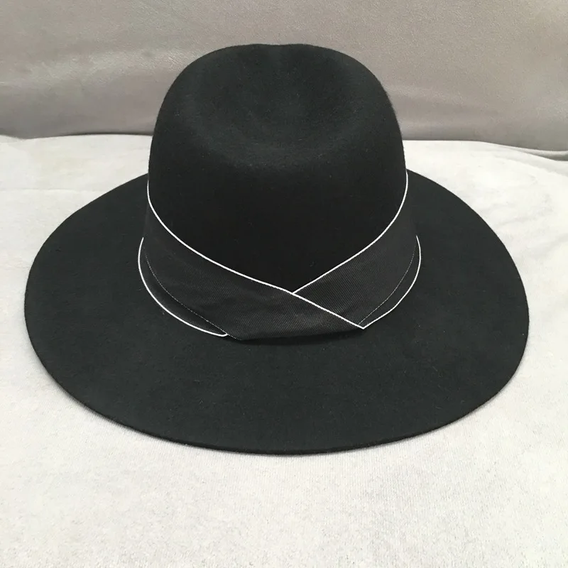 Fedora Hats For Women Unisex Autumn Winter Man High Top Jazz M Letter 100%Wool Top Hat Concave Top Cap Female Windproof New 2021 cream fedora Fedoras