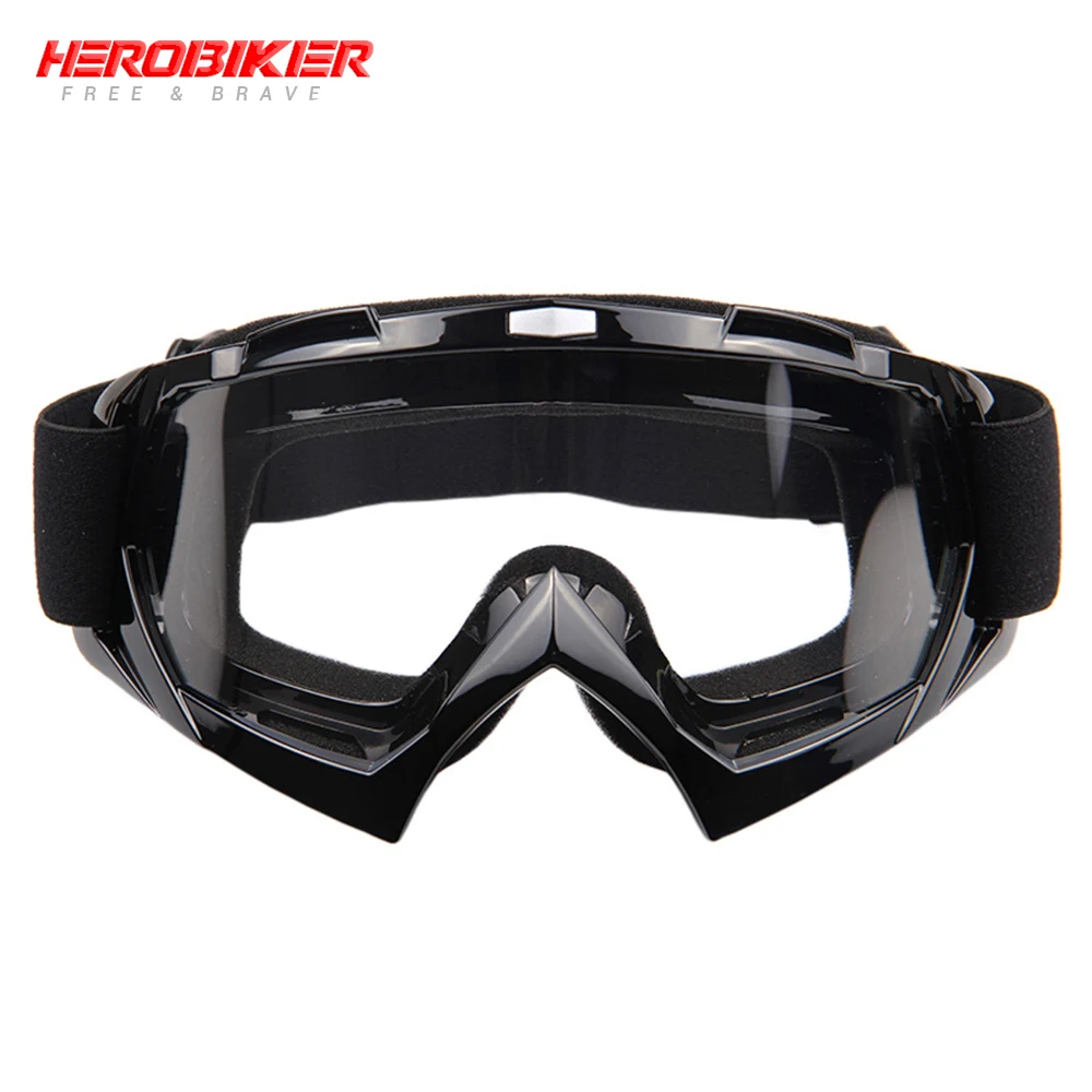 T815-7-Black HEROBIKE Motorcycle Off-Road Racing Goggles Winter Skate Sled ATV Eyewear Motocross DH MTB Glasses Single Lens Clears - Цвет: T815-7-Black