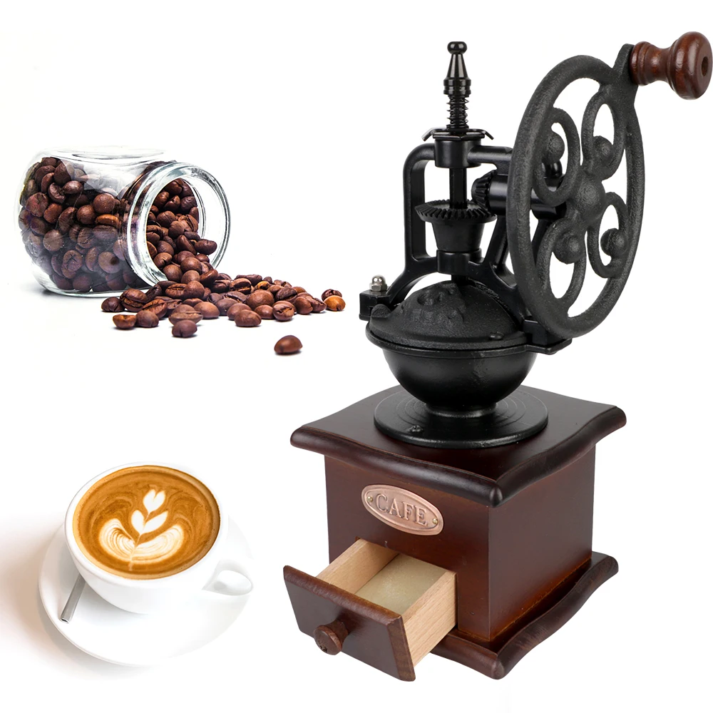 Wooden Mini Spice Mill Grinding Hand Crank Coffee Maker Retro Vintage Handmade Beans Kitchen Tool Manual Grinder | Дом и сад