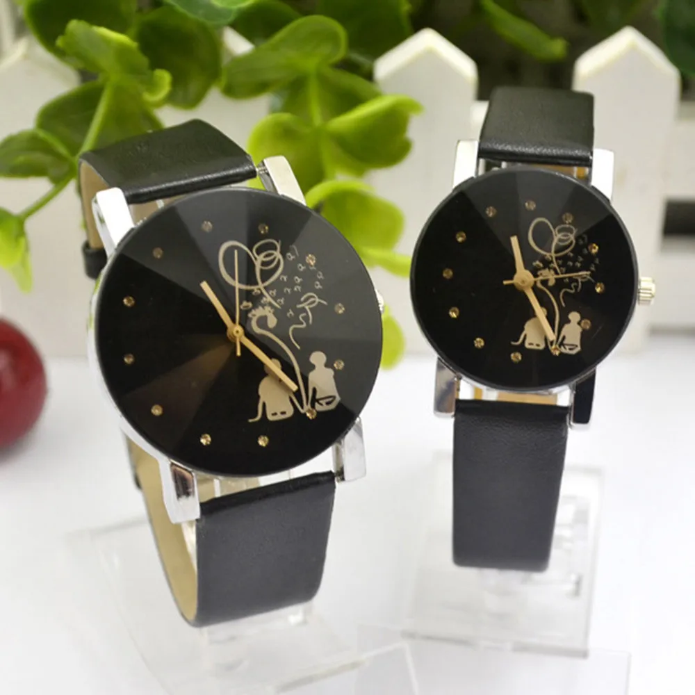 1 пара влюбленных часов кварцевые новые из искусственной кожи Spire стеклянные кварцевые часы с ремешком наручные часы Relogio Feminino# BL1