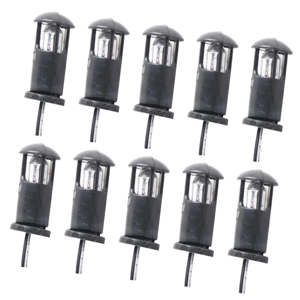 10pcs Model Led Lights Mini Dioramas Landscape Grass Lawn Lamppost Yard