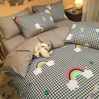 

Cartoon Autumn Winter Cotton Gentle Elegance Bedding Four Piece Suit Student Girl Heart 3Pcs Dormitory Quilt Cover