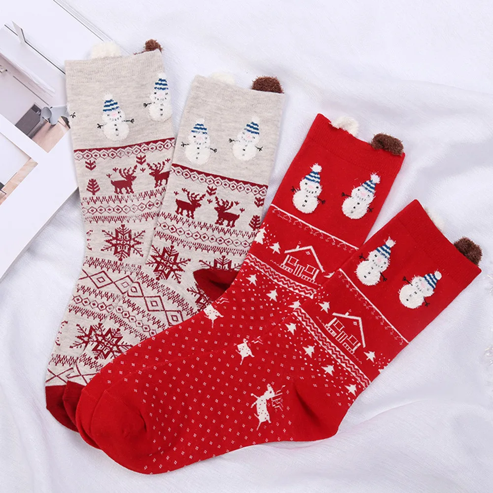 

2019 Winter fashion explosion 1 pair of Christmas ladies cotton socks printed snowman elk winter socks носки мужские çorap 50*