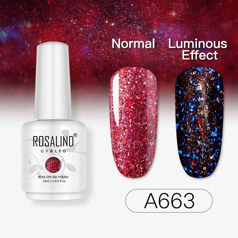 RHA663 ROSALIND 15 мл светящийся Алмазный Гель-лак для ногтей УФ светодиодный гель все для маникюра Платиновый Дизайн ногтей замочить нужно базовое верхнее покрытие - Цвет: RHA663