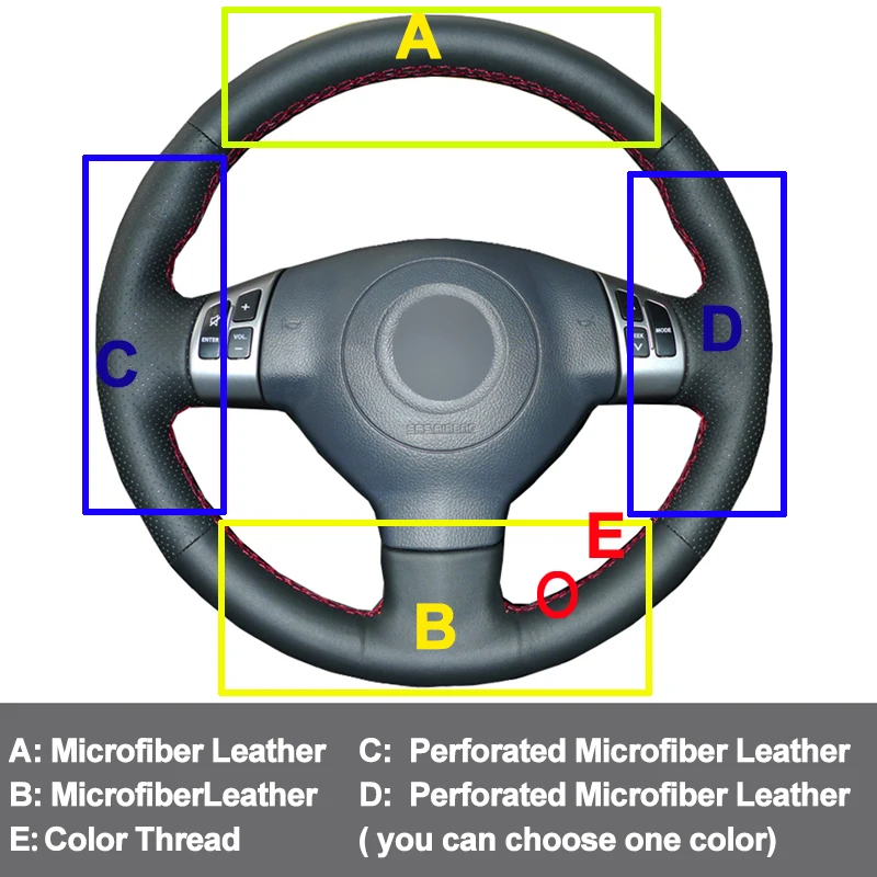 Автомобильная крышка рулевого колеса для Suzuki Swift Sport 2005-2011 Splash 2007- Opel AGILA Vauxhall Volant 2006 2008 2009 2010