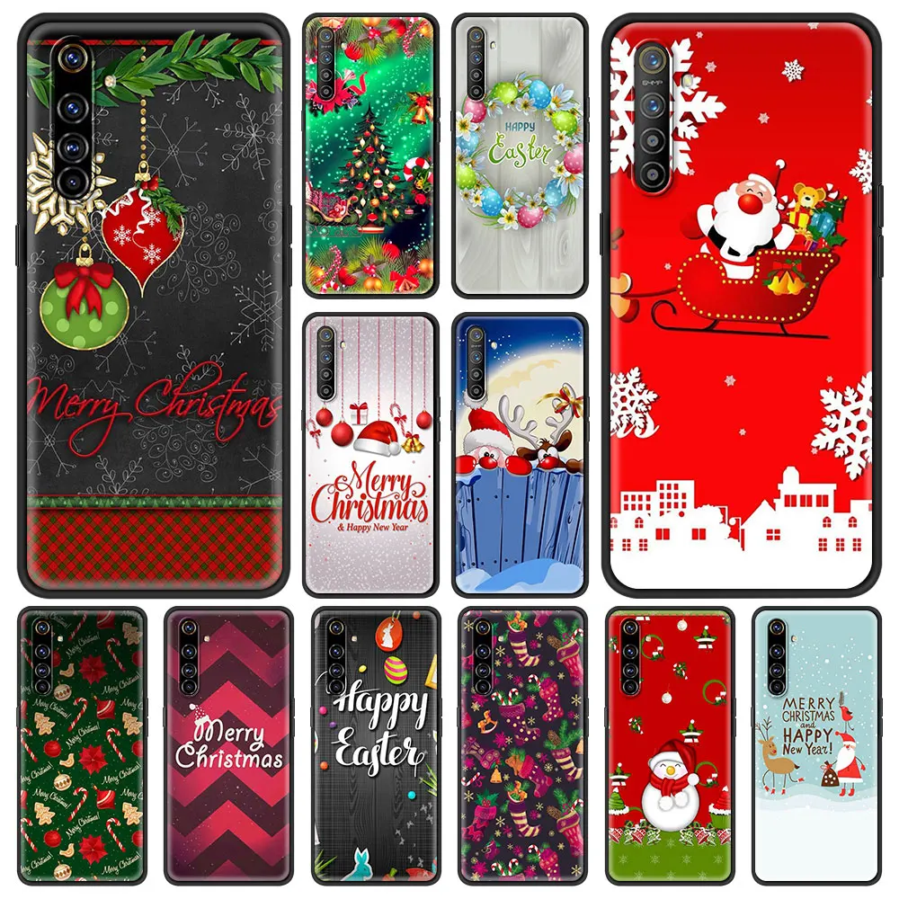 Christmas NEW Year Shockproof Case For Realme C3 8 Pro Bag Fundas Silicone Soft Black Cover 6 7 C21 Shell Coque | Мобильные телефоны