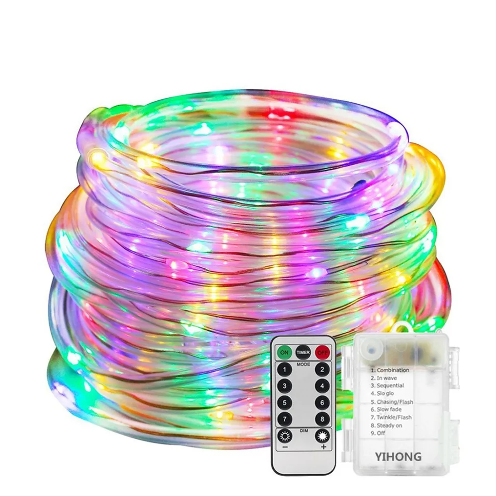 OutdoorStringLights10M100LEDsBatteryOperatedLEDRopeTubeString