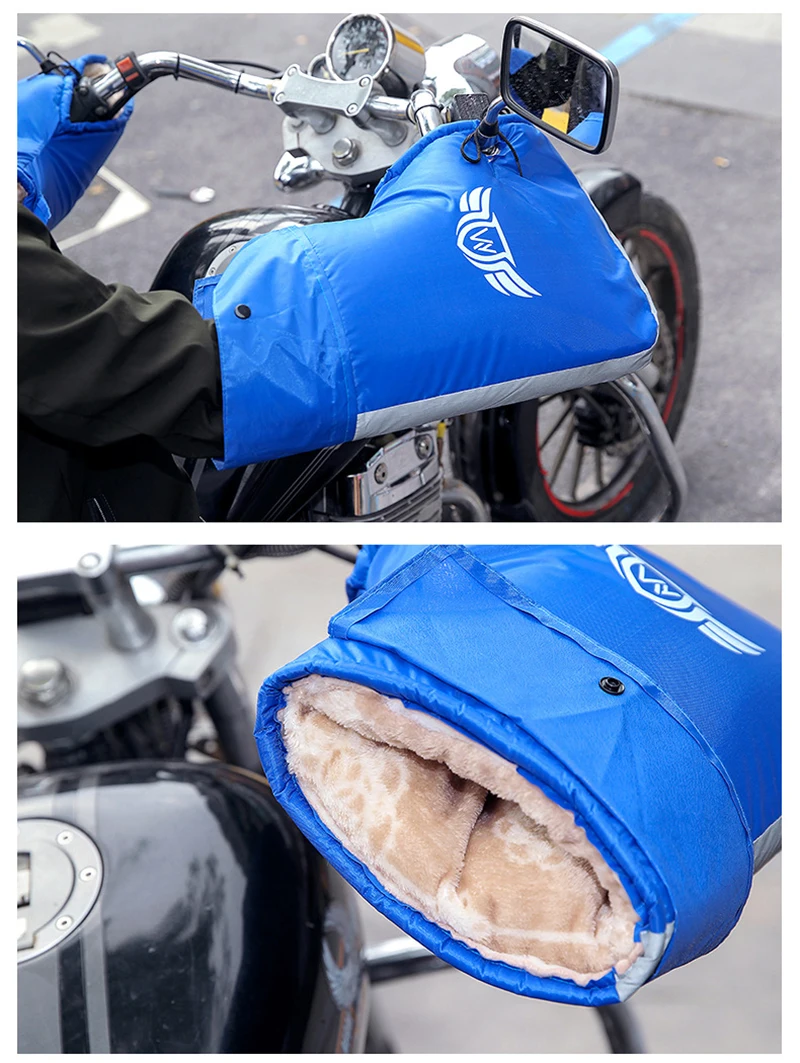 Зимние Мотоциклетные Перчатки со светоотражающей полоской, утепленные мотоциклетные перчатки, непромокаемые ветрозащитные Мотоциклетные Перчатки, варежки