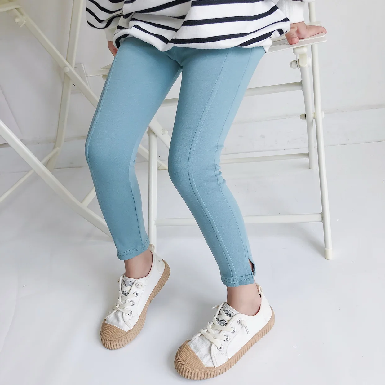 2019ins Autumn And Winter Versitile Fashion kai jiao Fork Design Girls Candy-Colored Run Leggings