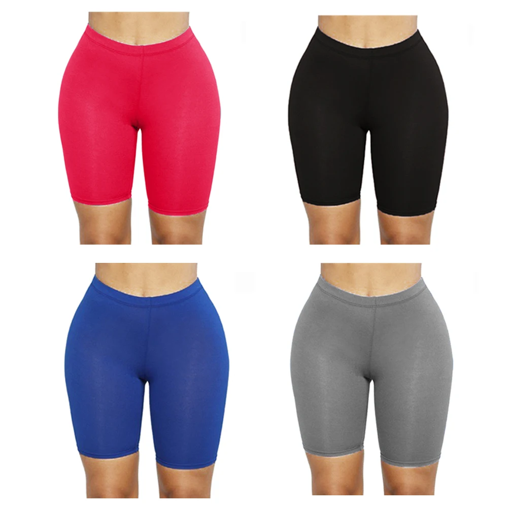 Women High Waist Fitness Sports Shorts Summer Jogging Beach Athletic Casual Skinny Elastic Stretch Solid Short Pants