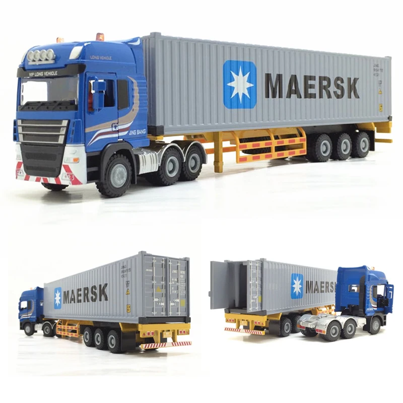 

Semitrailer Maersk Container Truck Alloy Die Casting Transport Vehicle 1:50 Children's Toy Vehicle Model