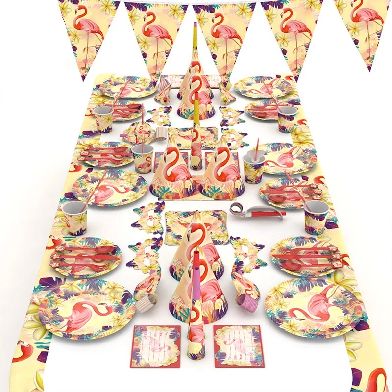 Фламинго вечерние одноразовая бумажная посуда салфетки под чашки скатерть баннер для дня рождения, свадьбы события вечерние поставки