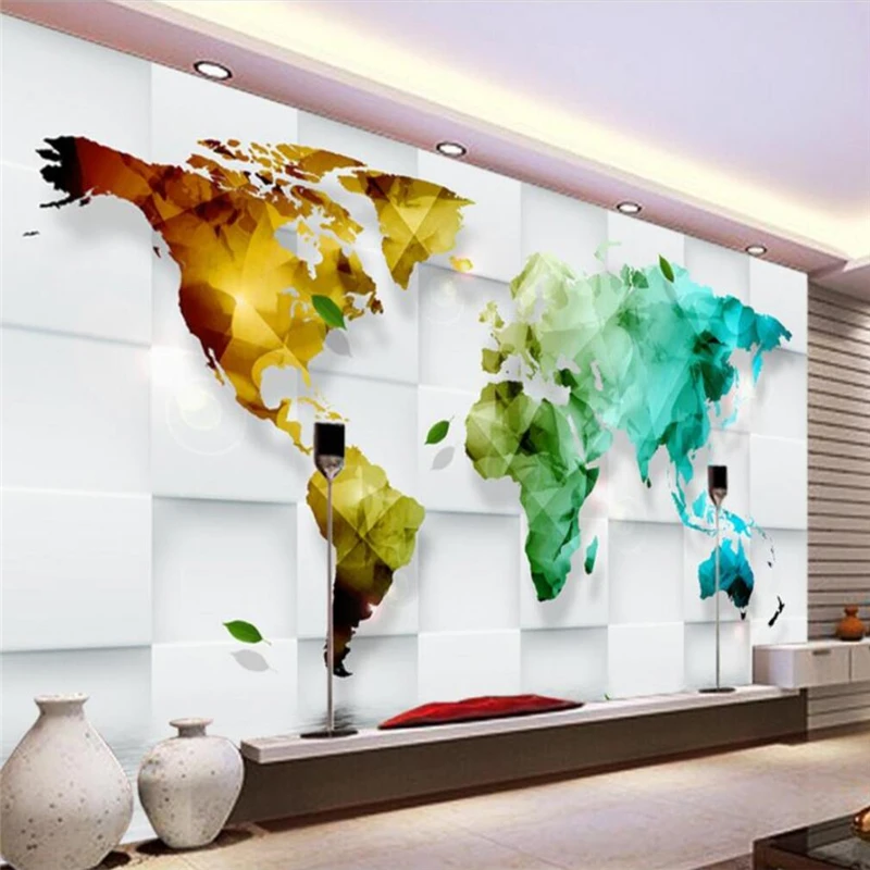 

Custom wallpaper 3D photo murals colorful world map decorative painting TV background wall paper living room hotel 3d wallpaper