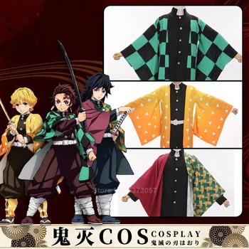 

Traditional Japanese Yukata Haori for Man Women Demon Slayer Kimetsu No Yaiba Tanjiro Kamado Anime Cosplay Costume Kimono Coat