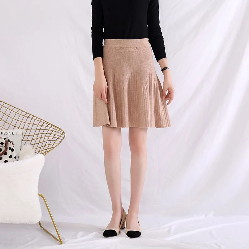 

Skirt Women's Autumn And Winter New Style Short Pleated Skirt A- Line Knitted Long Skirts WOMEN'S Dress