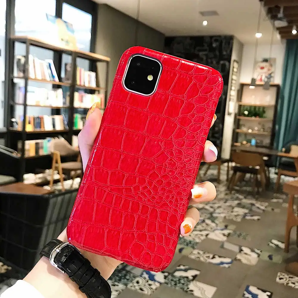 red Для iPhone 11 Pro Max Xr модный крутой чехол-накладка из крокодиловой змеиной кожи для iPhone Xs Max X 6 6s 7 8 Plus Гибридный резиновый чехол - Цвет: red