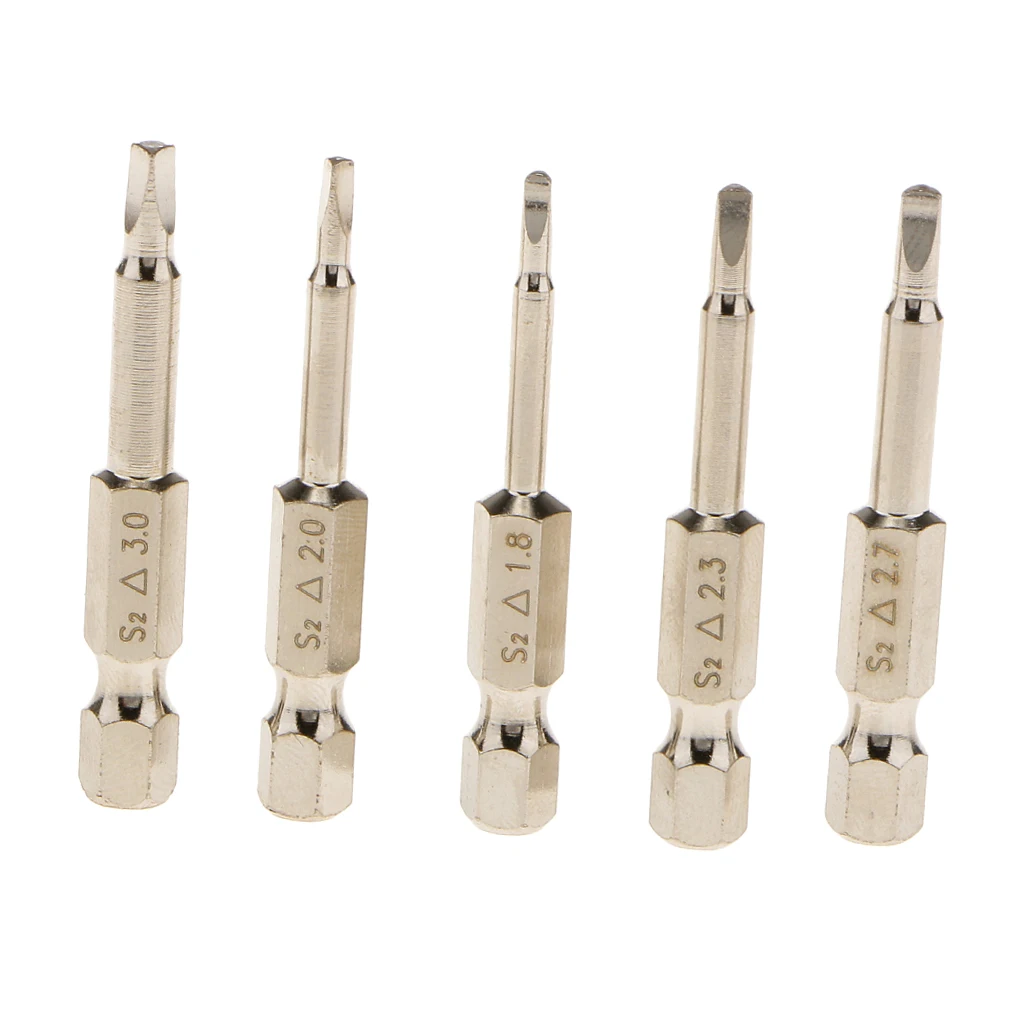 Pack of 5pcs 1/4 Hex Shank 50mm Magnetic Triangle Head Screwdriver Bits S2 Steel 