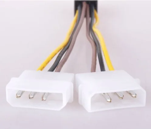 2pcs Power cord of computer graphics card: Double 4P to 6p power cord, one branch, two lines, 4P to 6p power cord