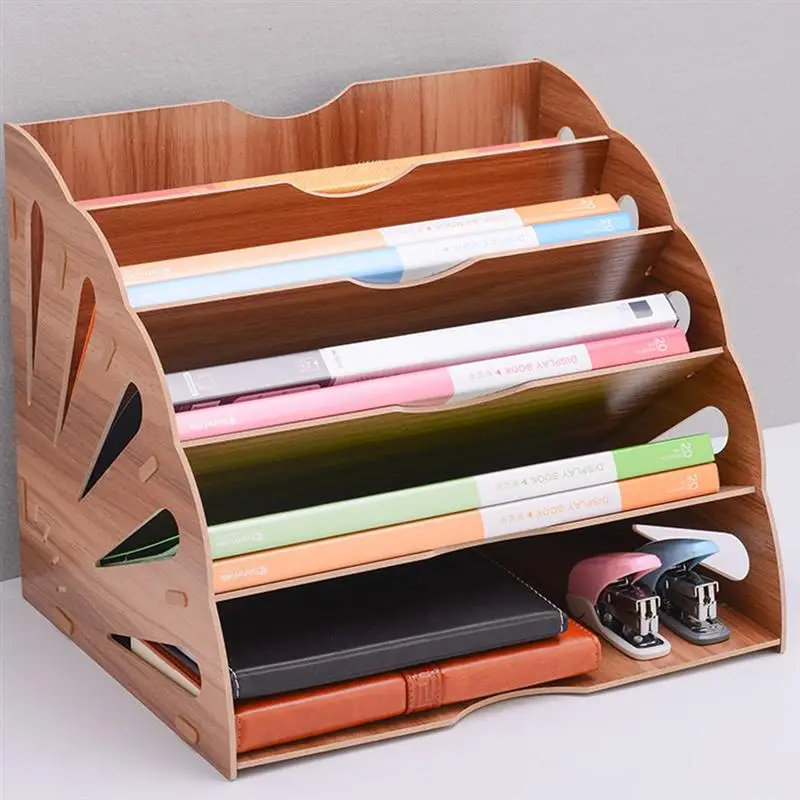 1pc A4 Multi Layer File Box Wooden File Organizer File Storage Rack for