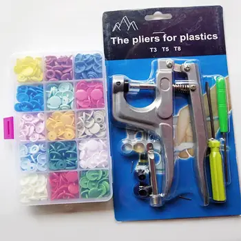 

150 sets 600PCS Resin Sewing Buttons Prong Ring Press Studs T5 Snap Fasteners with box+Clip Pliers Sewing Tool Tool DIY Clothes