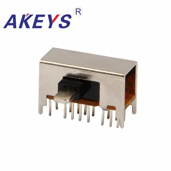 

10PCS SK-43D01 4P3T Four pole three throw handle heights 3.0mm slide switch side insert 16 pin with 4 fixed pin top handle Iron