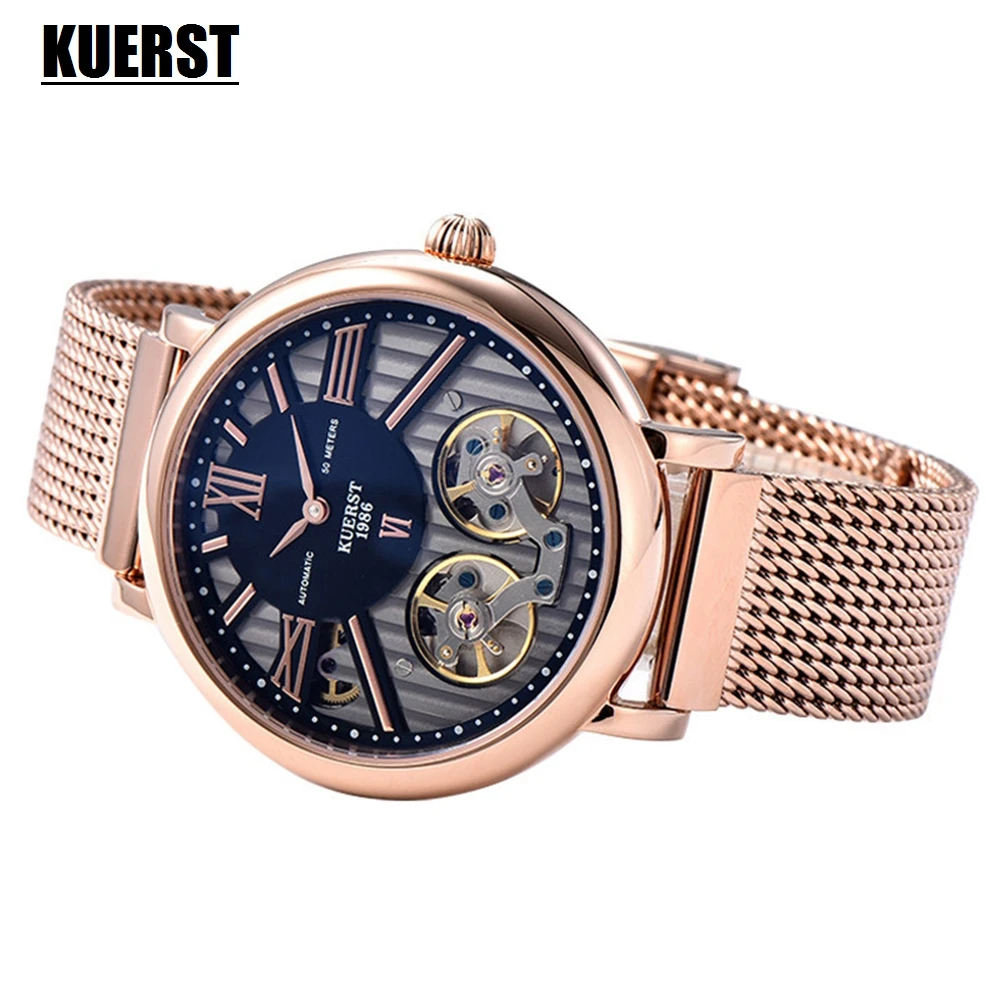 

Double Tourbillon Watch Men Automatic Mechanical Watch Mens Fashion Stainless Steel Gold Wristwatch reloj de hombres New 2020