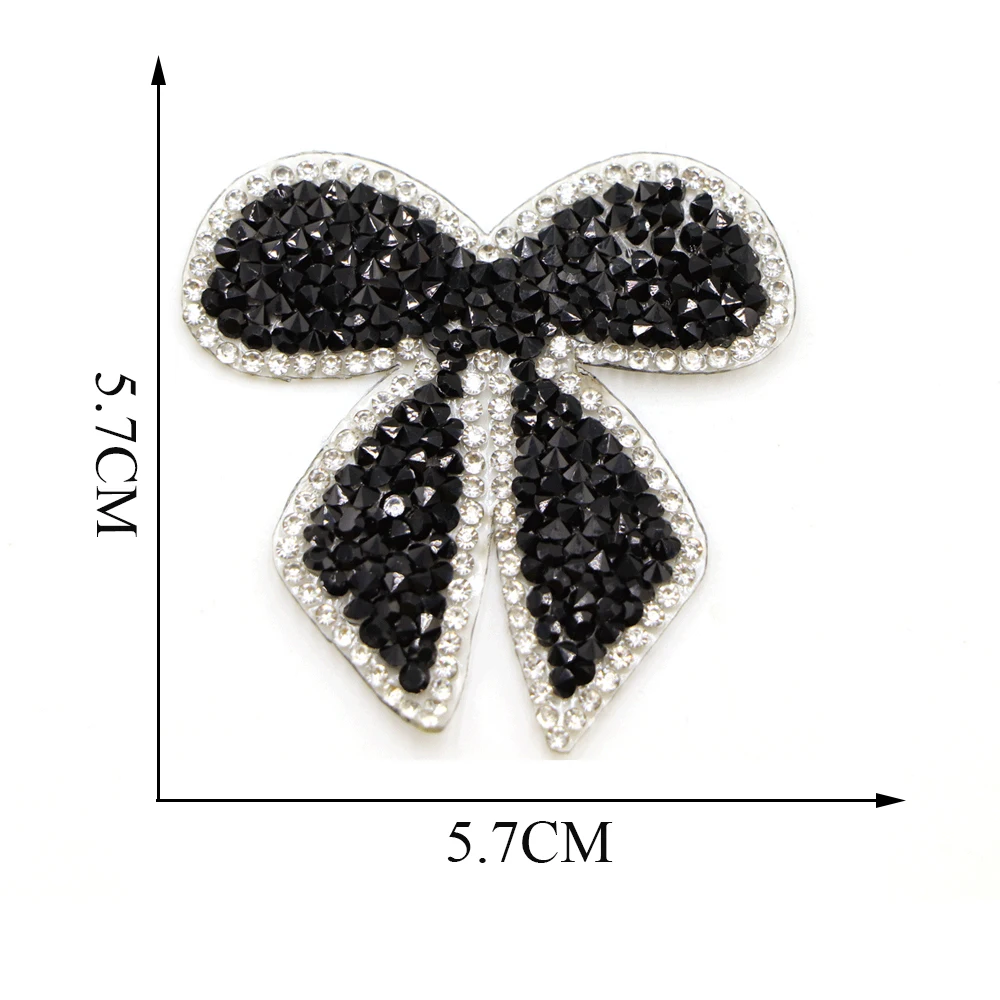 Schwarze Schleifen, exquisite Strass-Aufkleber, Wärmeübertragungen für Kleidung, DIY, zum Aufbügeln, Stickerei-Applikation für T-Shirt, Kleidung, Dekor – Detail 5