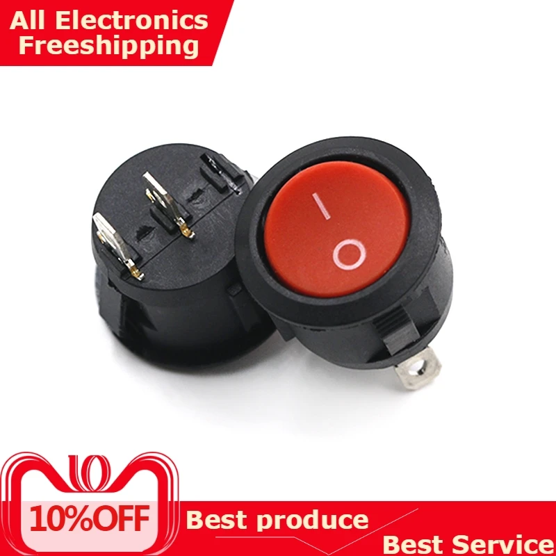 

ON/OFF Round Rocker Toggle Switch 3A/250VAC ON-OFF Plastic Push Button Switch Red Black