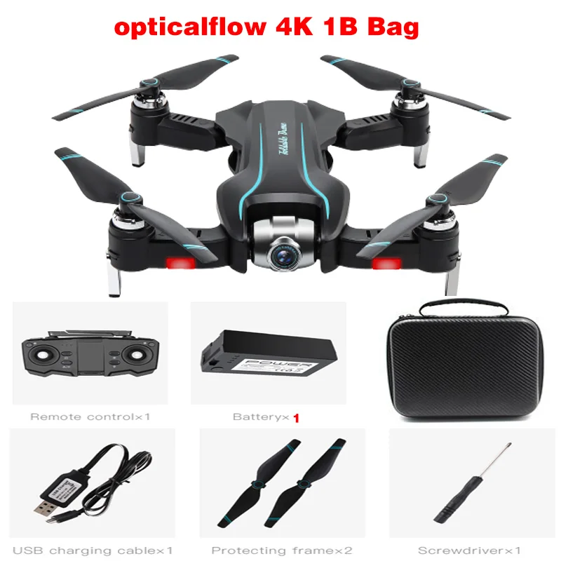 4K 1B Bag Новое поступление S17 Rc Drone 4k с двойной камерой оптический поток HD один ключ Возврат Регулируемый угол камера Вертолет игрушечные Квадрокоптеры - Цвет: 4K 1B Bag