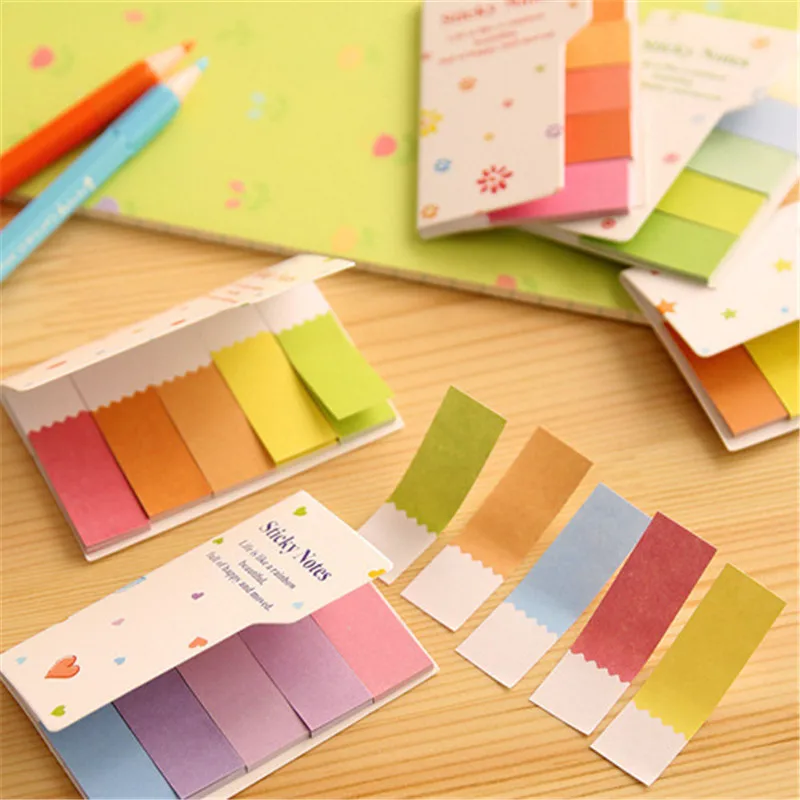 

1pack/lot Creative Colours Rainbow Memo Notes Sticky Notes Escolar School Supply Bookmark Notepad Label