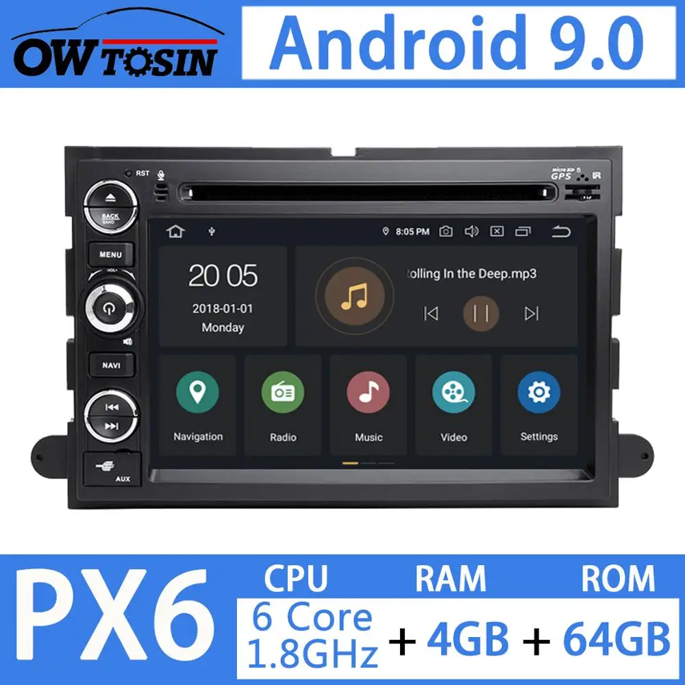 Автомобильный мультимедийный плеер на Android 9 0 с GPS 7 &quotэкраном PX6 4 Гб ОЗУ 64 ПЗУ для