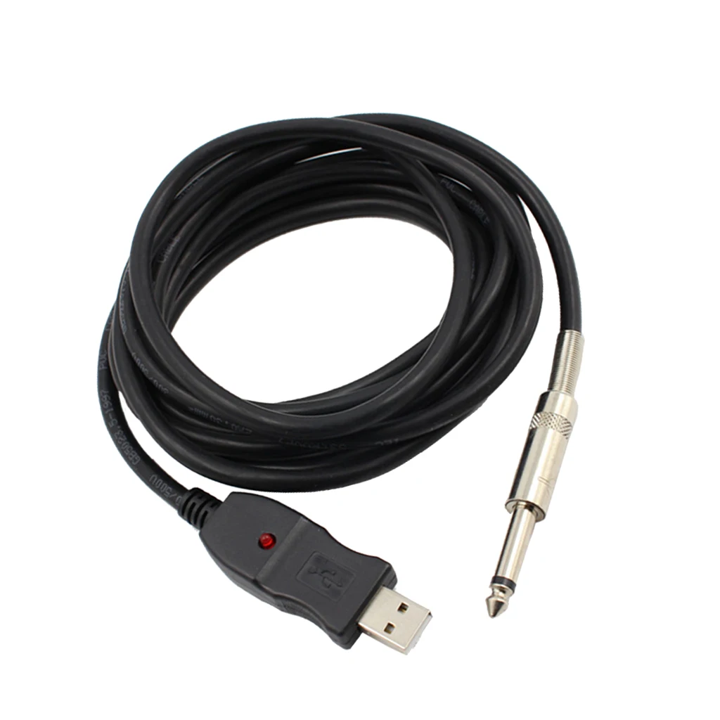 Гитарный бас 6,5 мм Разъем соединительный кабель USB ПК записывающий адаптер Шнур