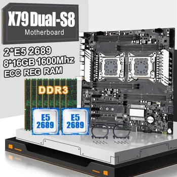 

X79 S8 Dual CPU Motherboard with 2pcs Xeon E5 2689 6core 12threads and 8*16gb ddr3 1600mhz ecc REG RAM support Sata 3.0 USB 3.0