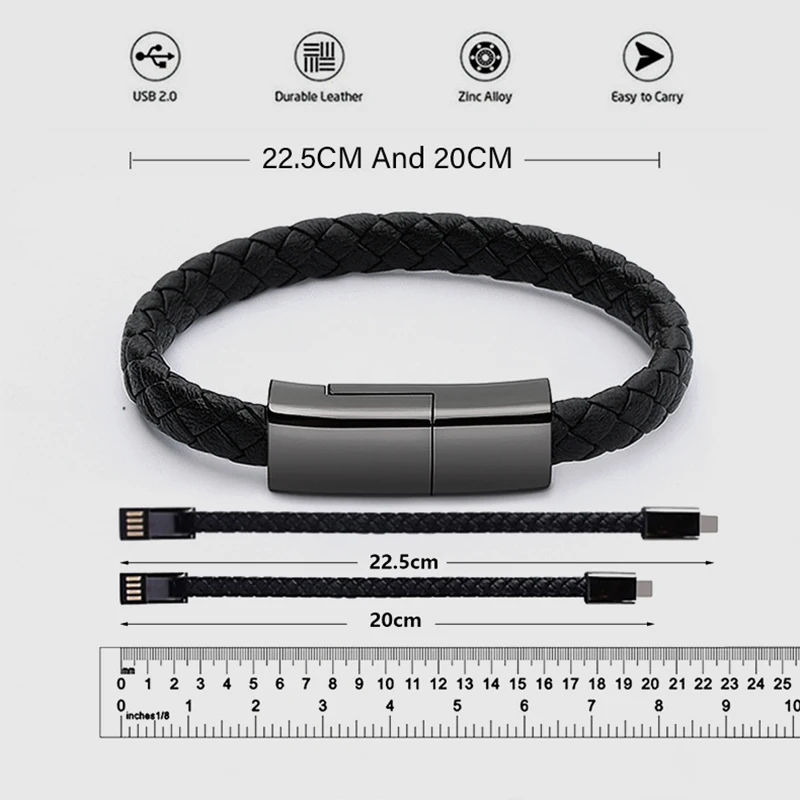 Micro usb type C кабель синхронизации данных и зарядки для Oneplus 6t 7t Pro Кожаный браслет зарядное устройство Шнур для huawei Nova 6 SE 5z Enjoy 10