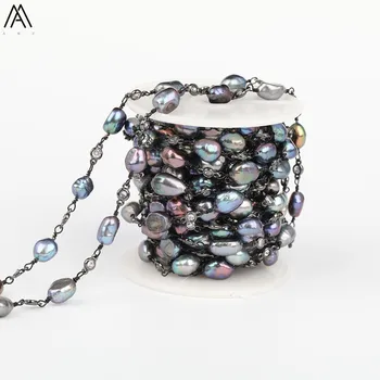 

Fashion Women Irregular Nugget Rainbow Titanium Baroque Pearl Rosary Chains Necklace Jewelry DIY HXZB-003AMDE