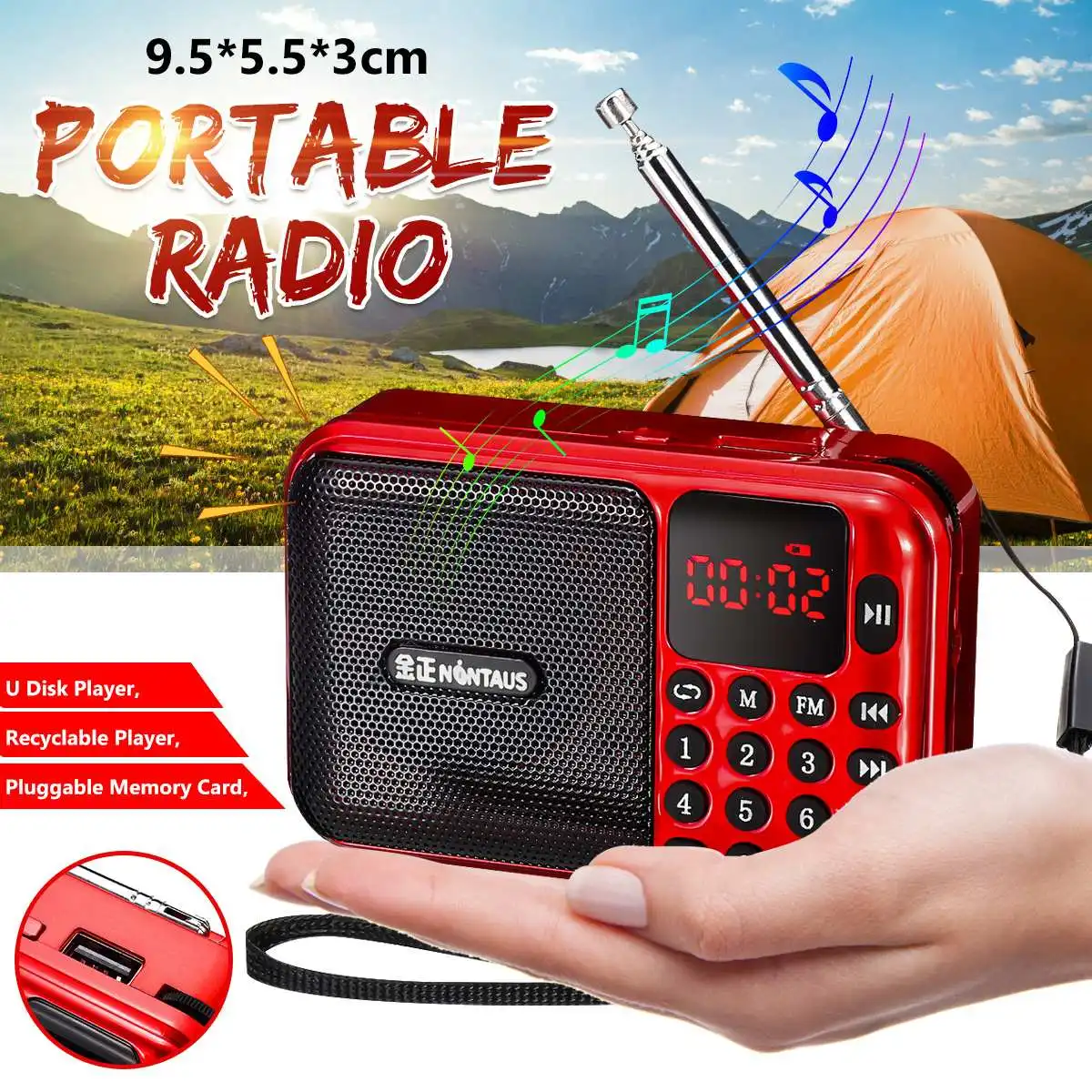 Горячая Распродажа портативный цифровой радиоприемник Мини динамик MP3 музыкальный плеер AM/FM USB TF карта