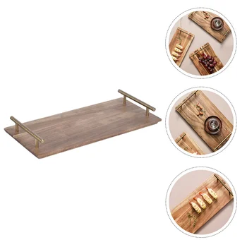 

Dessert Cake Plate Fruit Storage Tray Sushi Plate with Handle Log Color