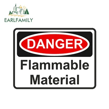 

EARLFAMILY 13cm x 9.75cm Car Styling DANGER Flammable Material Funny Vinyl Car Sticker Waterproof Window Bumper Accessories
