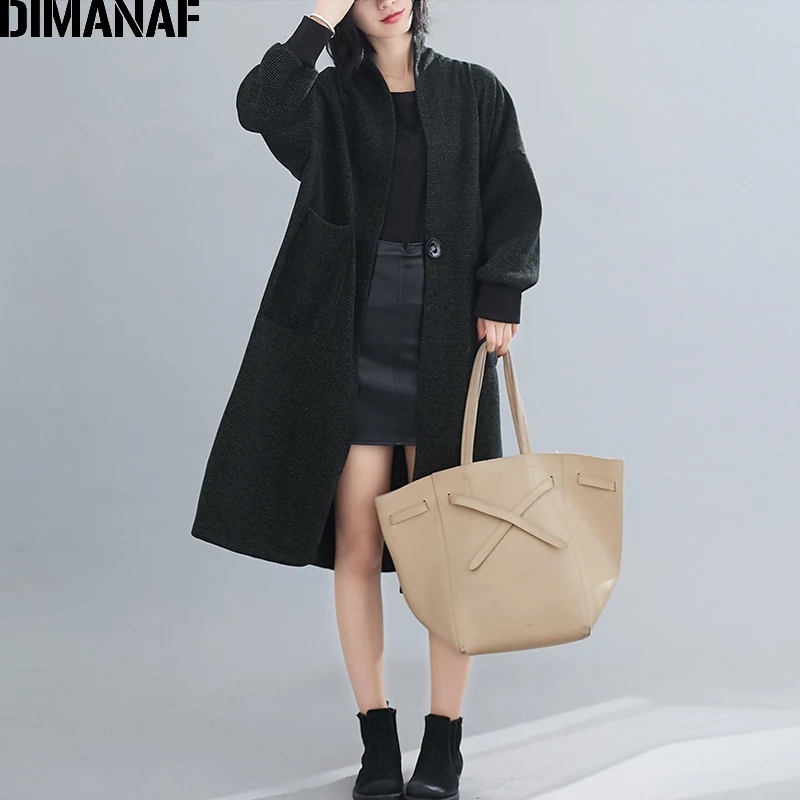 Dong99397CN-lu DIMANAF зимние женские пальто в винтажном стиле, плюс размер, шерсть и смесь, плотная одежда, элегантная женская верхняя одежда, карманы, свободные, выше размера, пальто - Цвет: Dong99397CN-lu