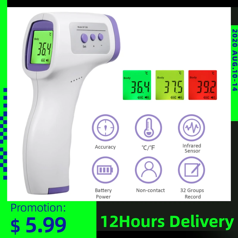 Digital Forehead Non-contact Infrared Thermometer LCD Backlight Fingert Pulse Oximeter Termometro Infravermelh Body Thermometer afbeelding