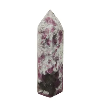 

Natural Plum Blossom Tourmaline Wand Healing Crystal Obelisk Mineral Gem Quartz Point Wicca Decor Home Feng Shui Art Gift ZX