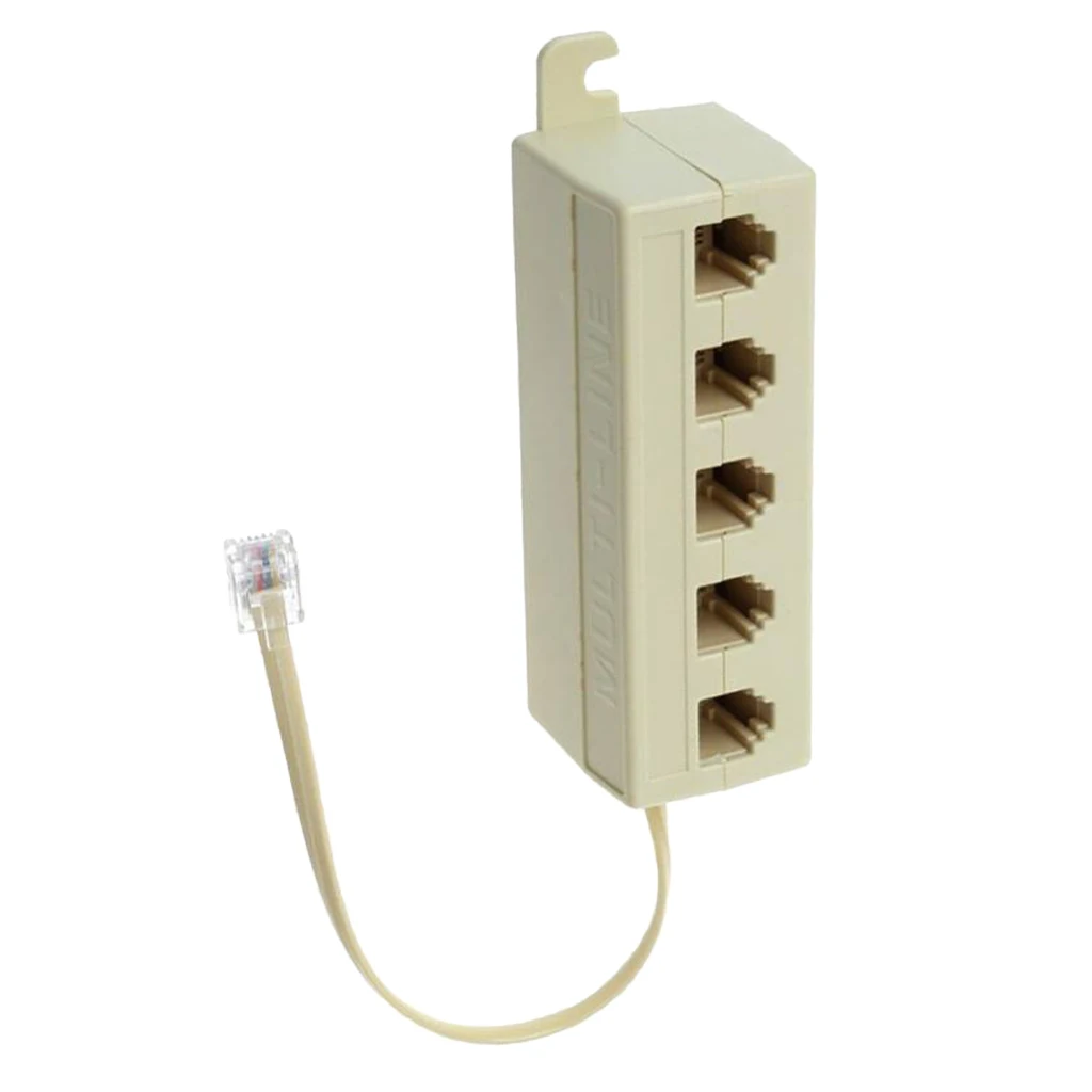 5 Way Outlet RJ11 Telephone Phone Modular Jack Line Splitter Adapter