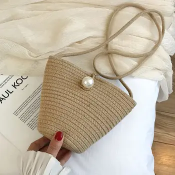 

Vacation ladies bag summer beach bag women's handbag straw woven bucket bag messenger bag boho style shoulder bag bucket bag