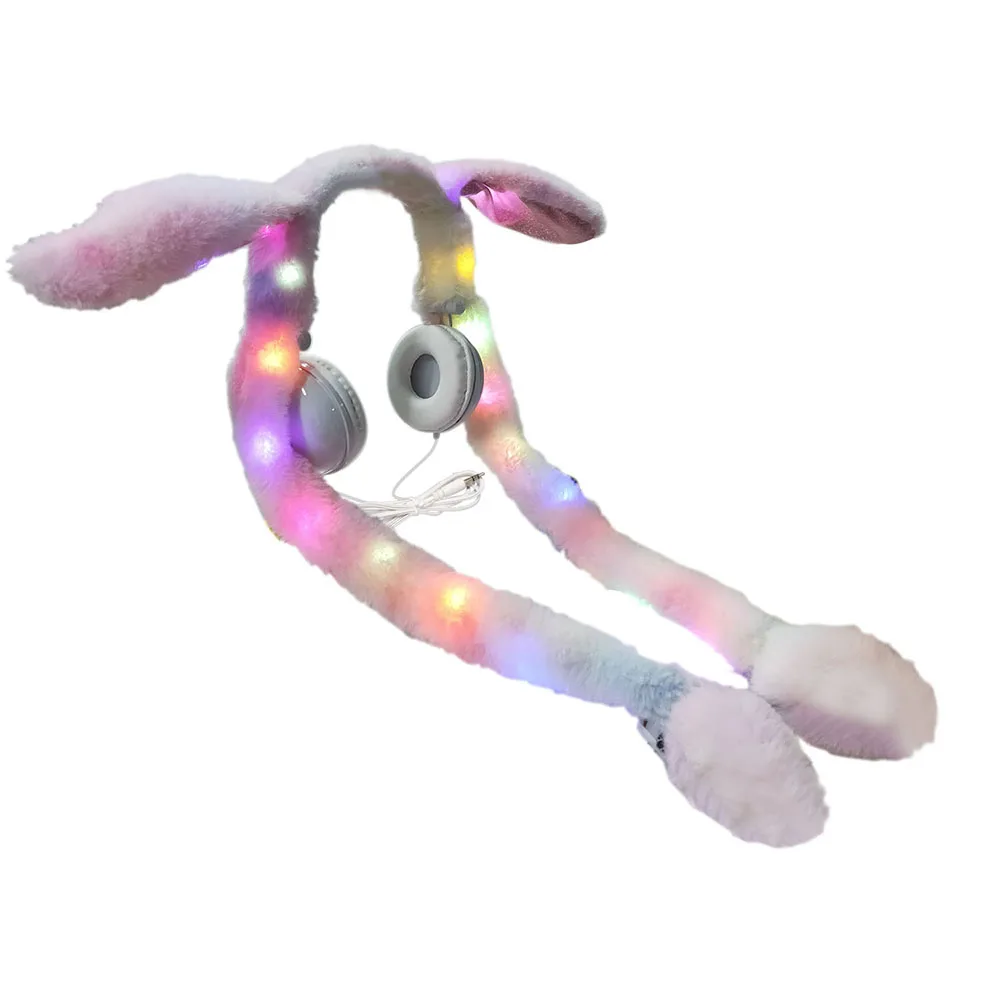

Funny Girl Rabbit Cartoon Headphones With Gift Box LED Light Over Ear Headset Universal For Mobile Phone Computer Gifts