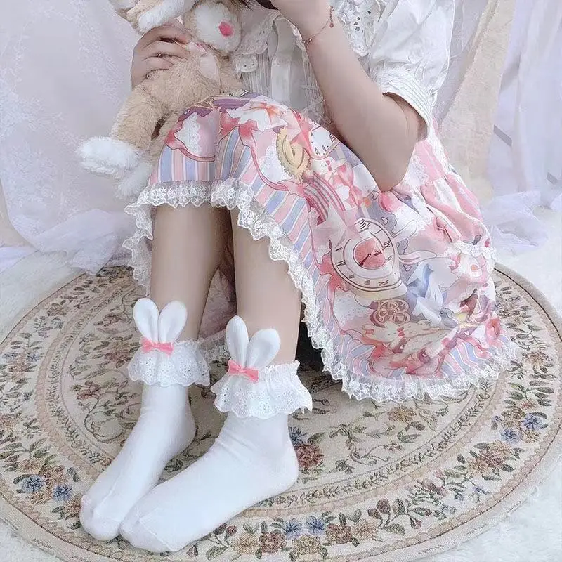 Cosplay&ware Pink Girls Kawaii Lolita Socks Cute Rabbit Ears Bowknot Japanese Gothic Lace Ruffles Stocking Cotton Cosplay -Zentai shop online Hf3c075c1730a435f9cf9d4f993ab2aa2P.jpg